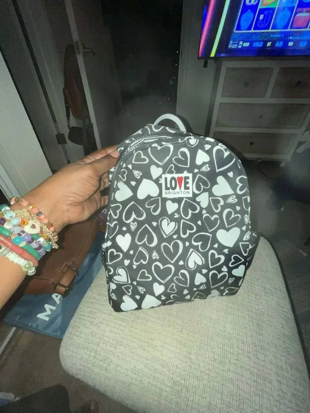 Brighton Endless Love Backpack Black White Hearts New with Tags_2